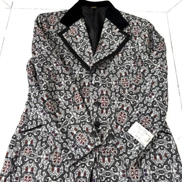 After Six Grey Red  Brocade Tuxedo Prom Formal Jacket Vintage Authentic 70’s NWT - Picture 3 of 14